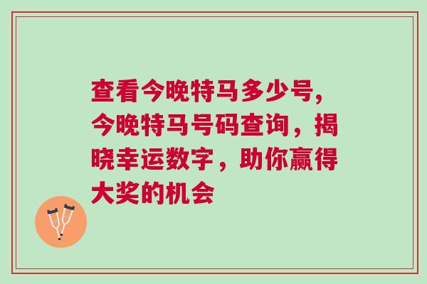 查看今晚特馬多少號,今晚特馬號碼查詢，揭曉幸運數(shù)字，助你贏得大獎的機會
