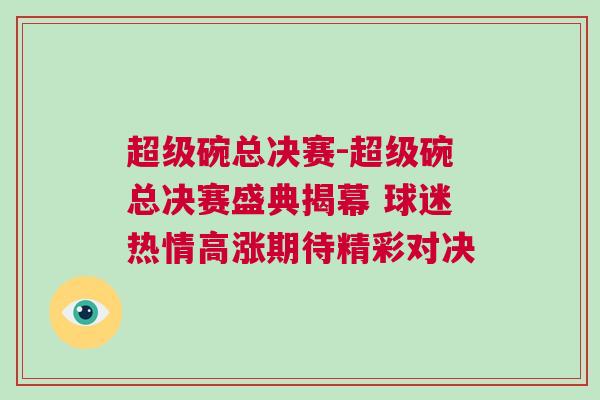 超級碗總決賽-超級碗總決賽盛典揭幕 球迷熱情高漲期待精彩對決 超級碗總決賽-超級碗總決賽盛典揭幕 球迷熱情高漲期待精彩對決